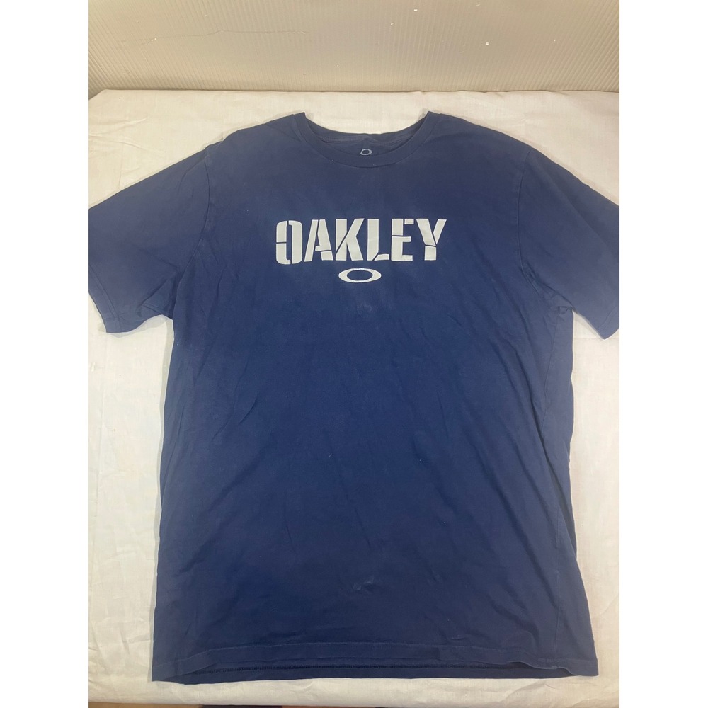 Oakley‎ Mens XL Navy Blue Graphic Logo Short Sleeve Regular Fit Cotton T-Shirt
